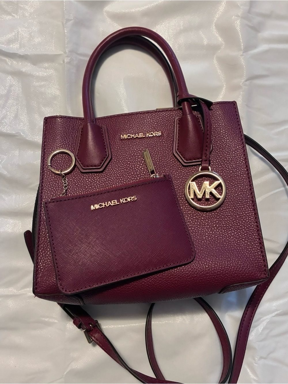 Michael Kors Purple Leather Satchel with Wristlet